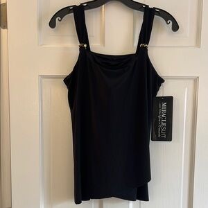 Miraclesuit Black Dazzle Tankini Top Size 12